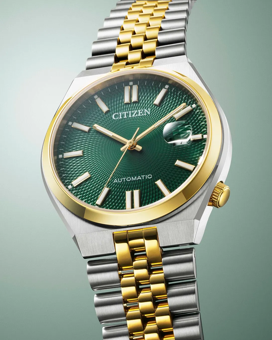 TSUYOSA 60 Green Dial Stainless Steel Bracelet NK0024-54X